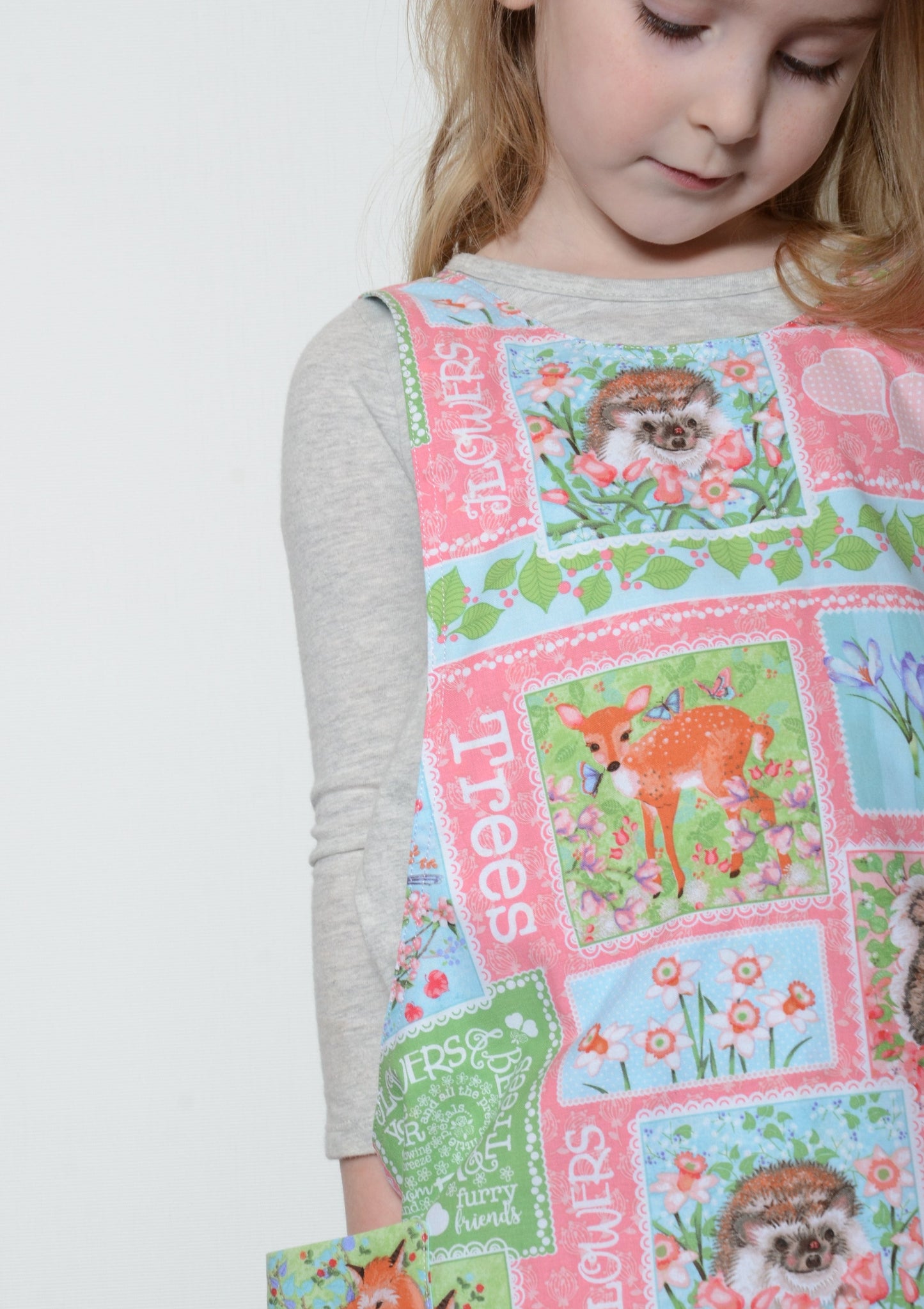 forest friends on a childs  apron